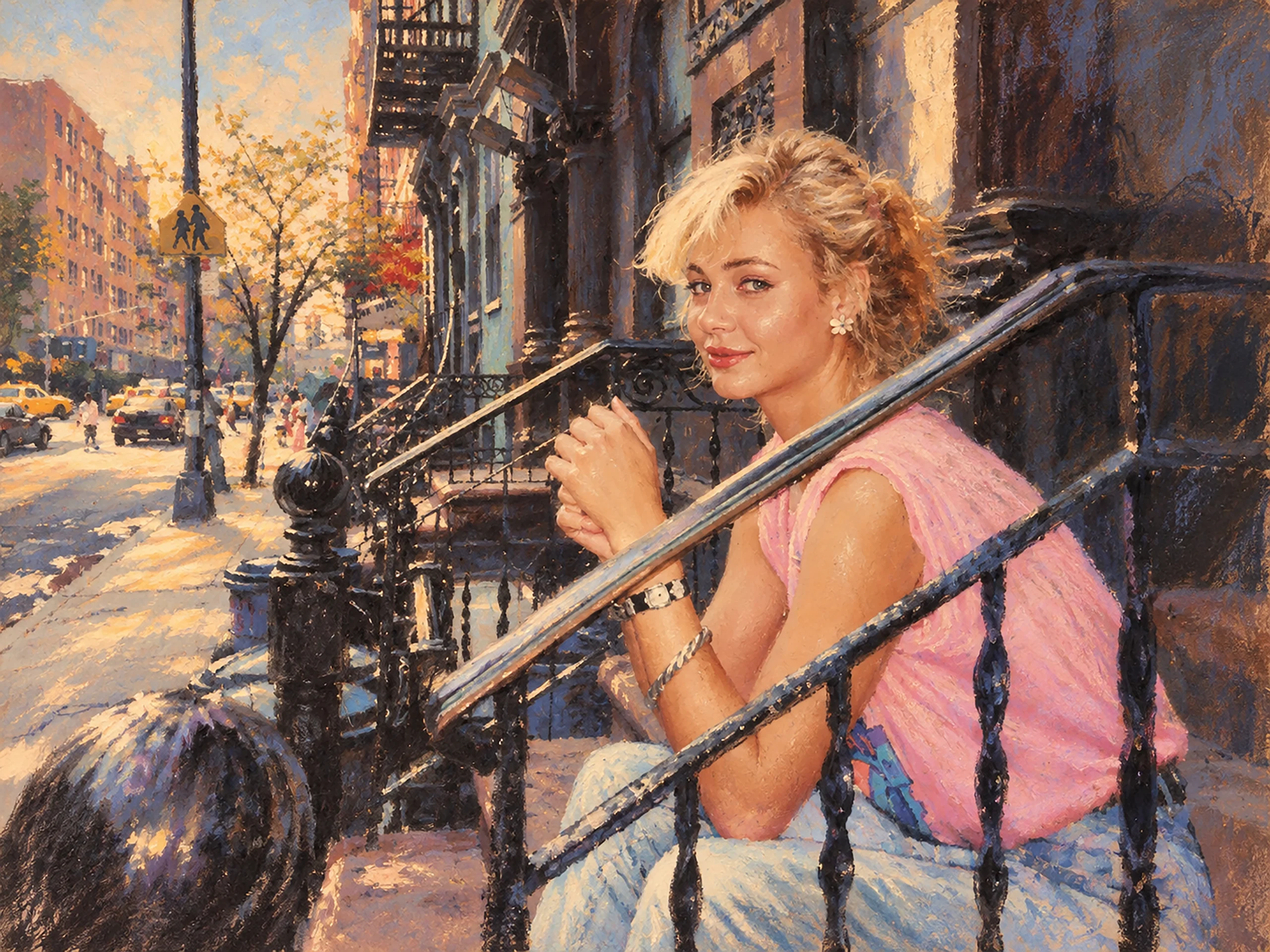 New York portrait, impressionist oil painting