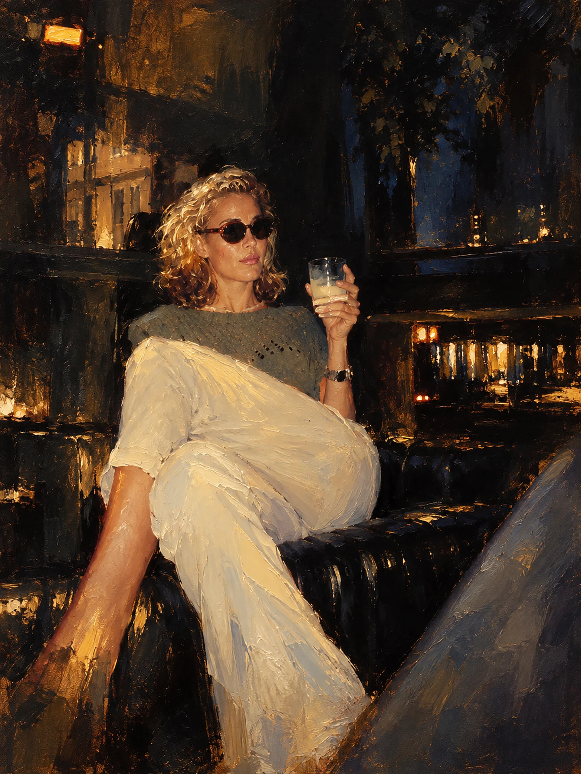 Dramatic nocturne portrait, fine art oil painting